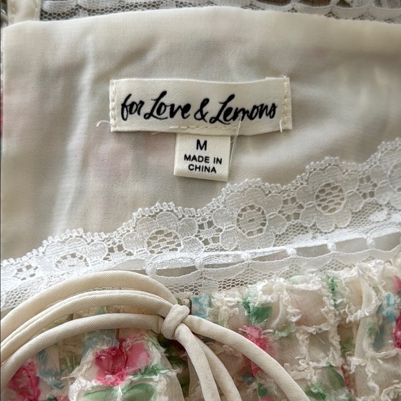 For Love & Lemons Maxine Vintage Rose Pink Floral Puff Sleeve Mini Dress Size M - Picture 16 of 17